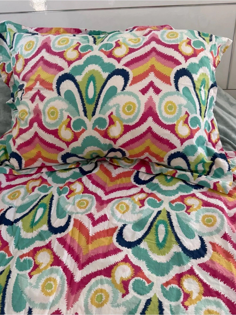 POTTERY BARN TEEN PB Duvet Cover IKAT Design Bright Colors TWIN Sz - cotton